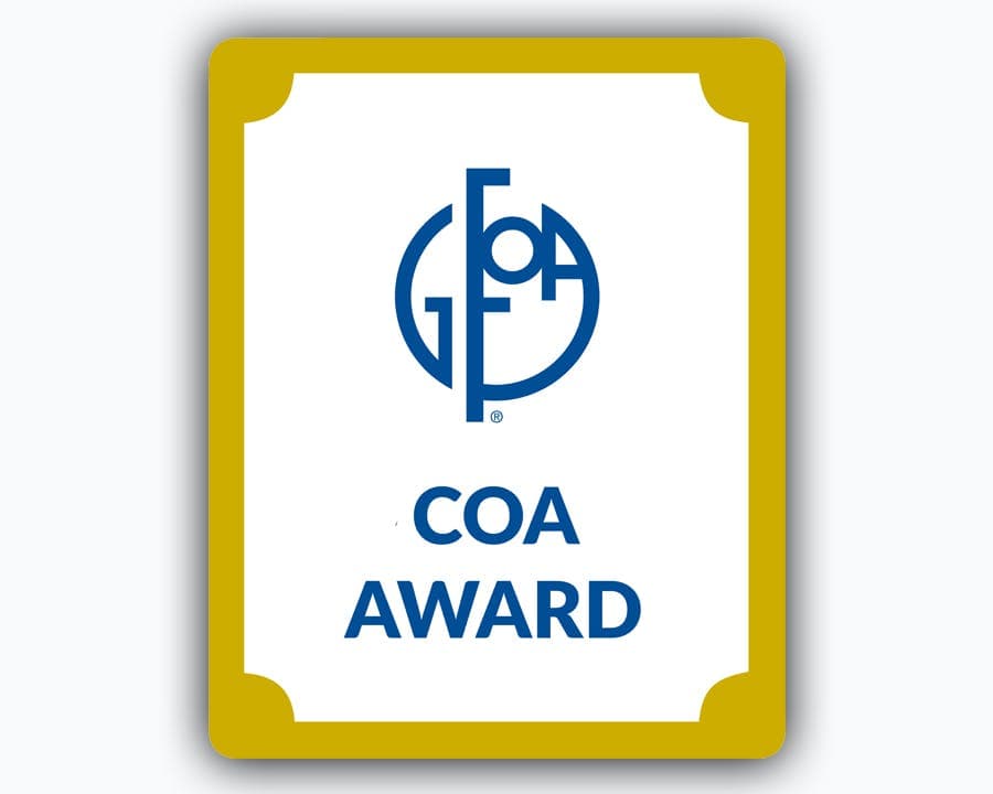 Image of award with words "COA Award"