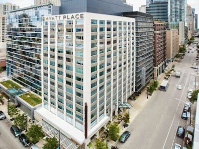 Aerial view of Hyatt Place River North hotel