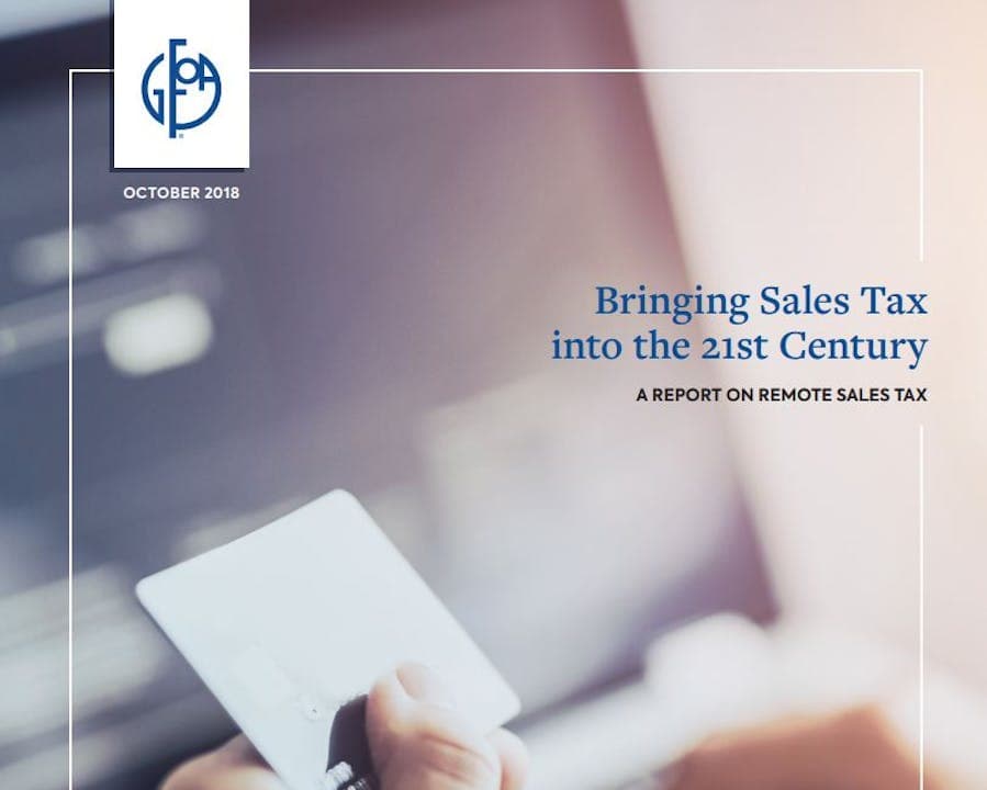 Cover of GFOA Report "Bringing Sales Tax into the 21st Century"