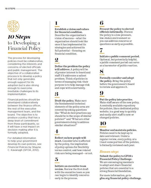 10 Steps to Developing a Financial Policy