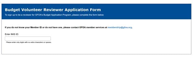 Screenshot from Budget Volunteer Reviewer Application Form. 